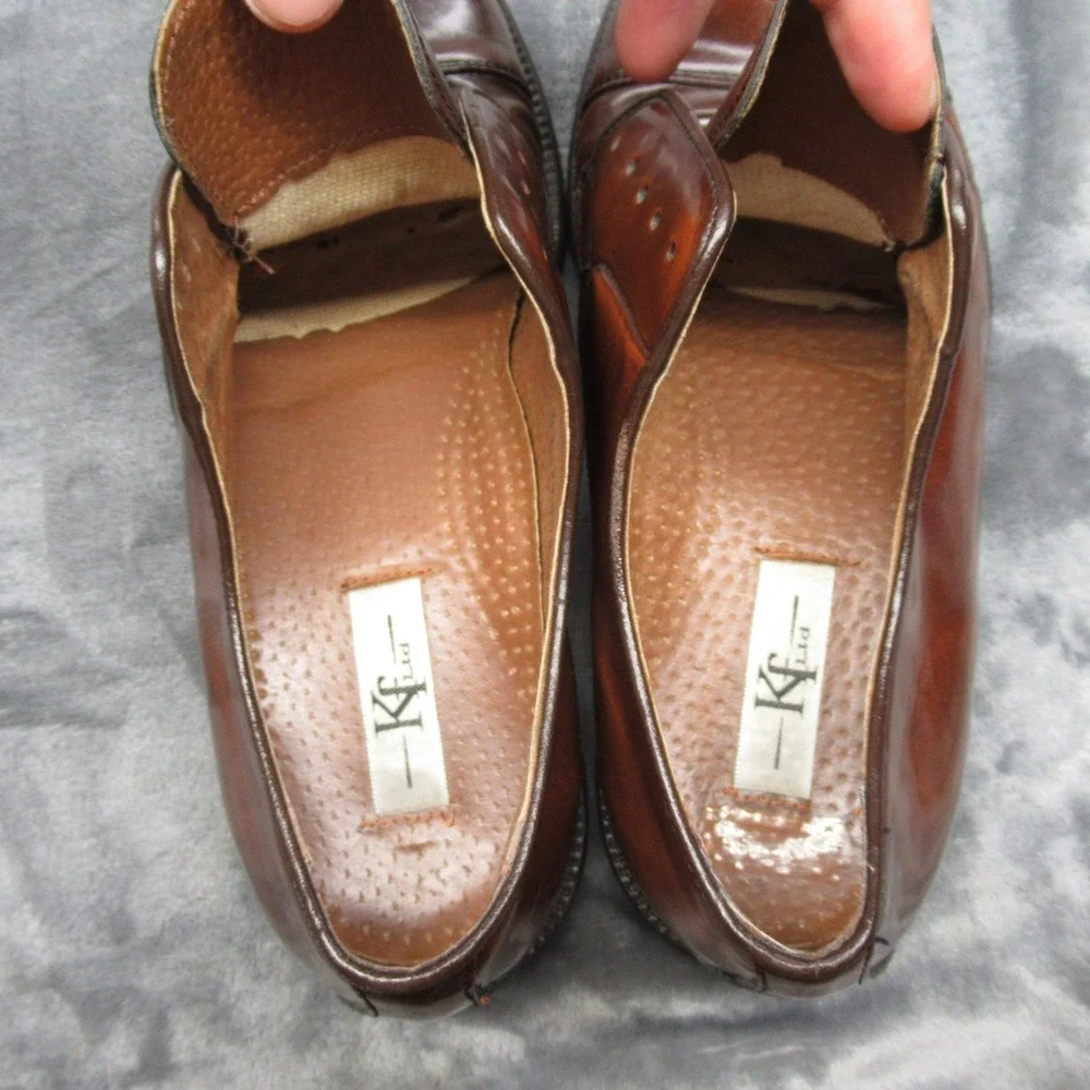 Lavorazione Artigiana Men 7.5M Dress Shoes Brown Leather Gloss Italy Made READ